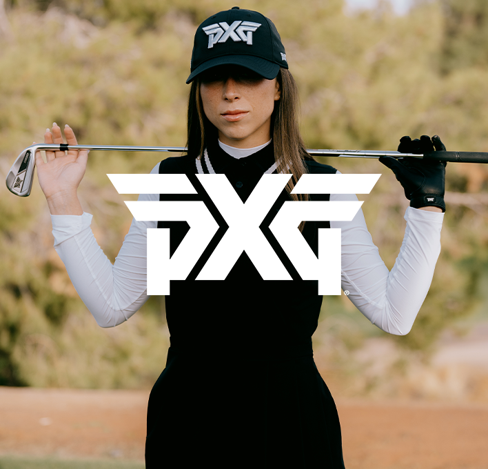 Woman wearing PXG golf apparel on the golf course – new to Teepeg for the SS25 season